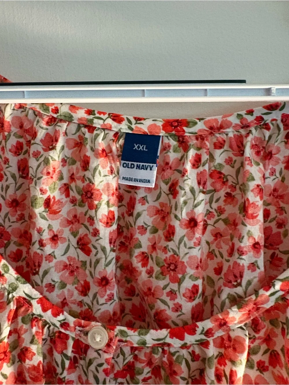 Old Navy Coral Floral Puff Sleeve Blouse